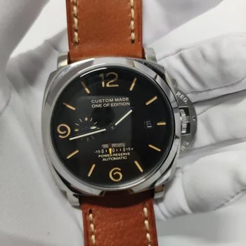

Luxury top Brand 47MM Watch Men Seagull Automatic Movement Power Reserve Silver Stainless Steel Case Black Dial Watch P22
