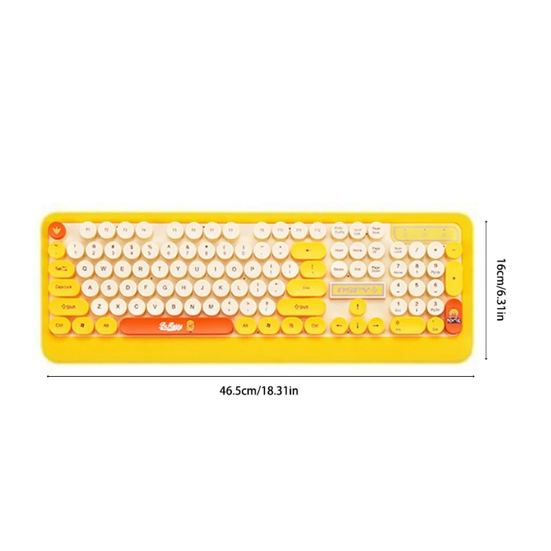 

Cute Cartoon Fashion Retro Round Keycap Wireless Keyboard Mouse USB Receiver Set