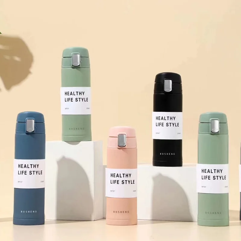 

2019 New Style Insulated Stainless Steel Bottle Northern European-Style of Women's Bomb Cover Glass Stainless Steel Straight Cup