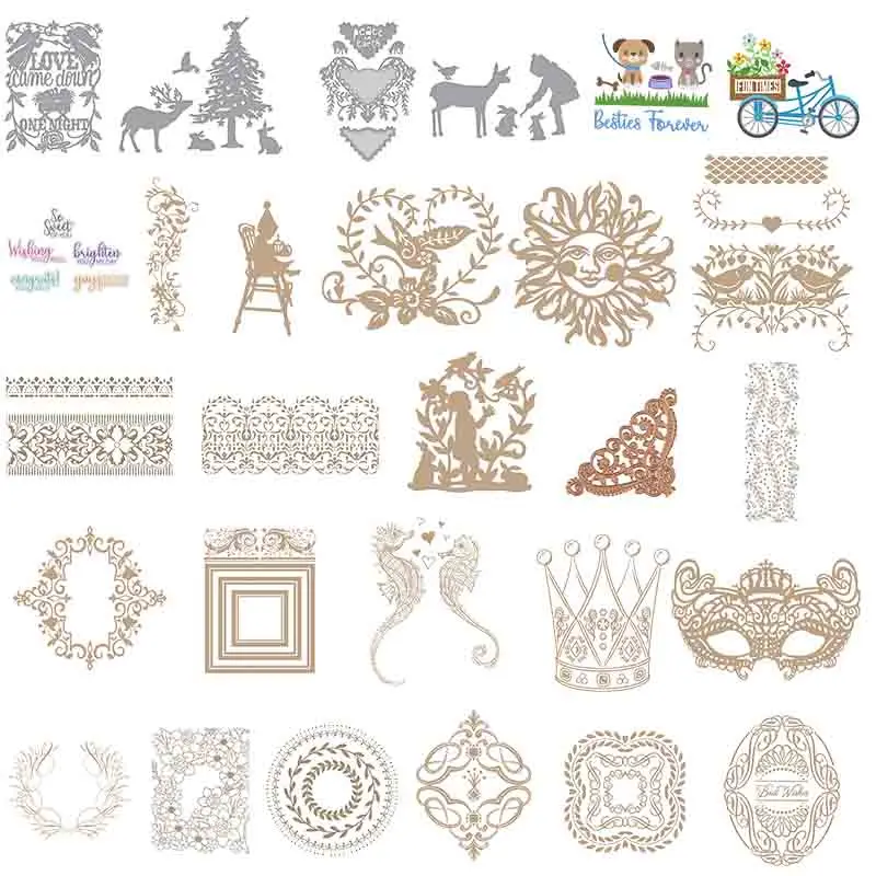 

Laced Frame Reindeer Christmas Tree Metal Cutting Dies For Scrapbooking Craft Die Embossing Stencil Cut Card Making