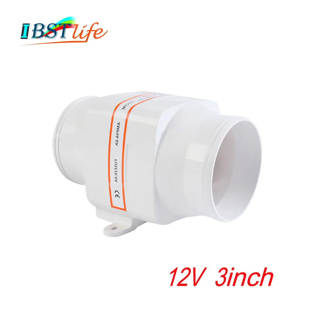 

12V 3 inch InLine Air Blower Boat Bilge Engine Galley Marine Cabin Ventilation Ventilator Fan Air Extractor Exhaust Fan RV Vent