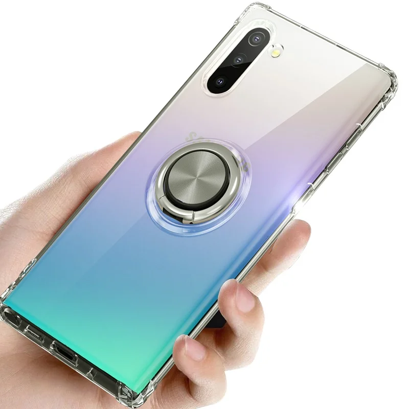 Чехол для samsung Galaxy Note 10 ударопрочный прозрачный Стенд колец на палец Магнитный