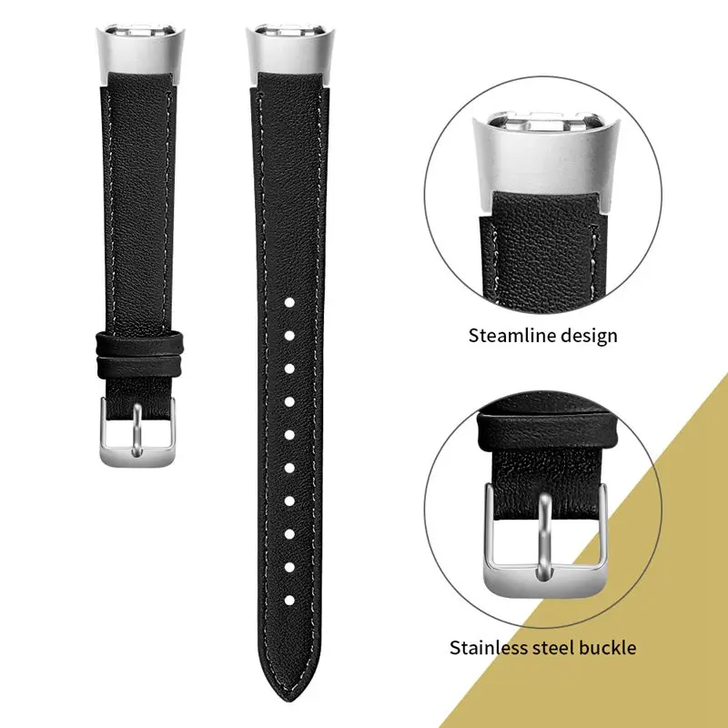 OULUCCI leather watch band for Samsung galaxy SM R370 watch band Metal Bracelet strap for samsung galaxy watch strap - Цвет: black 2