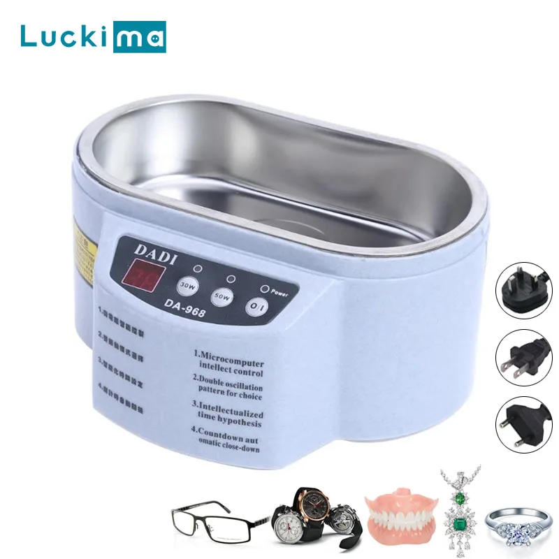 Double Powers Ultrasonic Jewelry Cleaner Bath for Watches Contact Lens Glasses Denture Teeth Electric Makeup Brush Cleaner