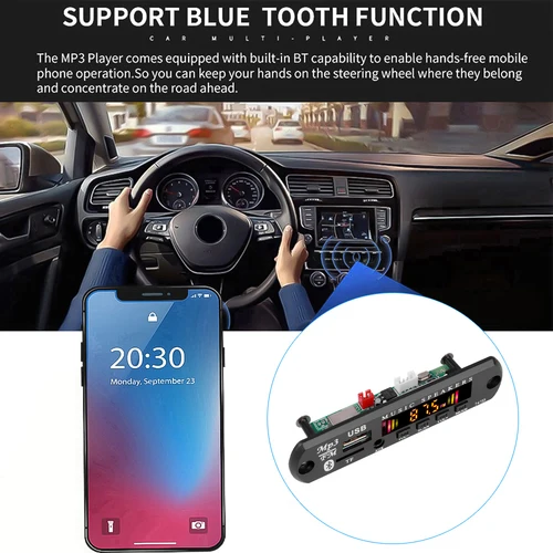 컨트롤러 포함 무선 블루투스 5.0 MP3 디코더 보드, USB TF FM 라디오 모듈, 2x15W 앰프 컬러 스크린, 자동차 MP3 플레이어, 9V-12V 5