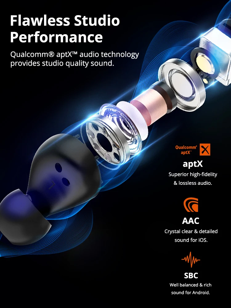 EWA Bluetooth Earphones Spunky Beat TWS Bluetooth Earphone QualcommChip Tech APTX Wireless Earbuds with CVC 8 0