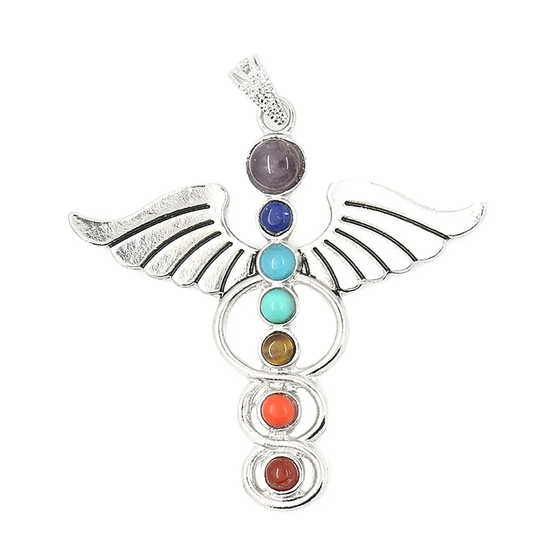 Кулон в форме луны ангела семь чакр энергетический кулон рейки из натурального