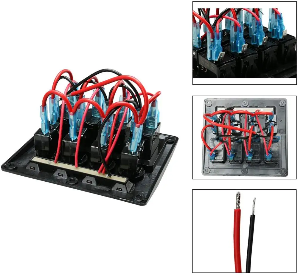 Multi-Colored 4-Gang LED Rocker Switch Panel for Vehicles and Marine Applications