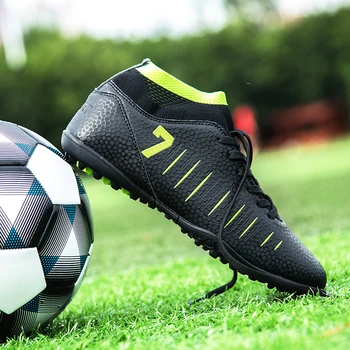 

Indoor Turf Soccer Shoes Mens High Ankle Football Boots Soccer Cleats Shoes Boys Kids Profession Sport Training Futsal Sneakers