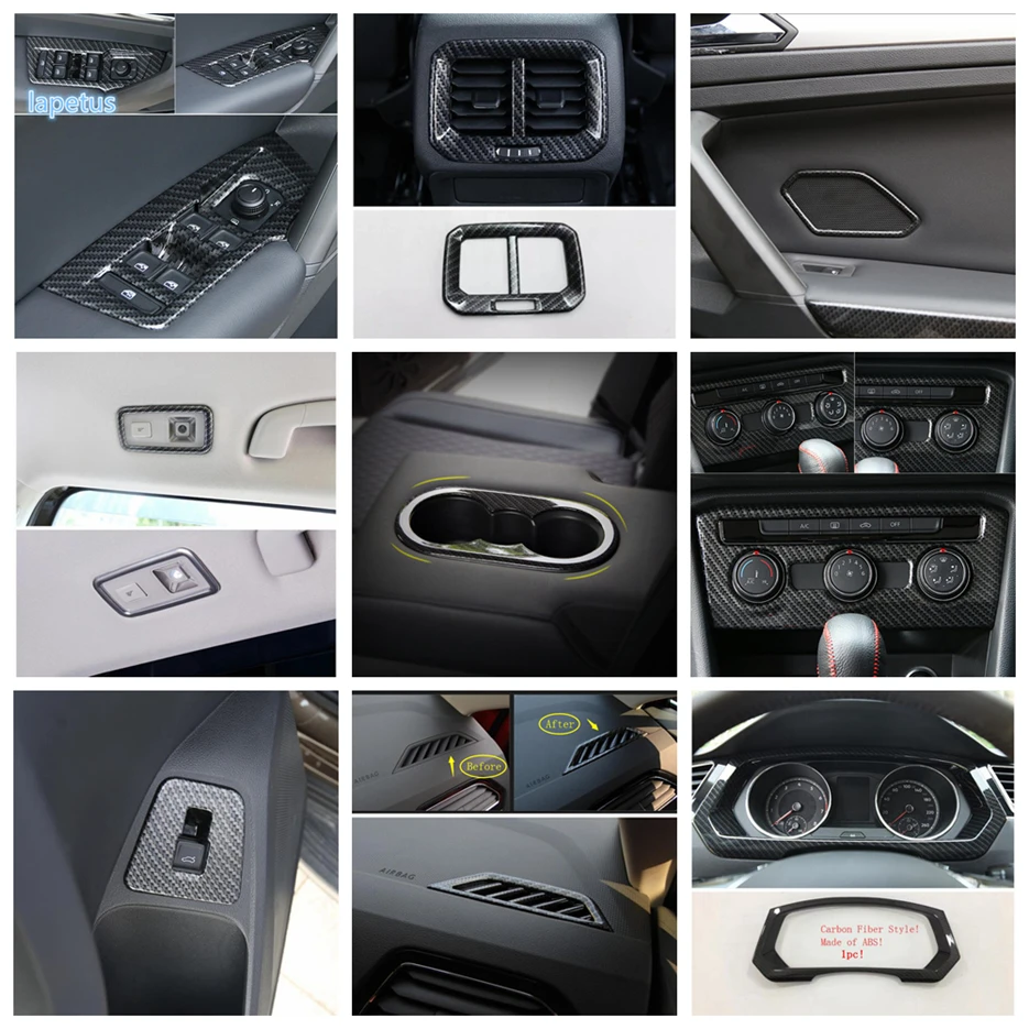 

Lapetus Carbon Fiber Look Interior Refit Kit Dashboard / Lift Button Panel Cover Trim For Volkswagen VW Tiguan MK2 2016 - 2020
