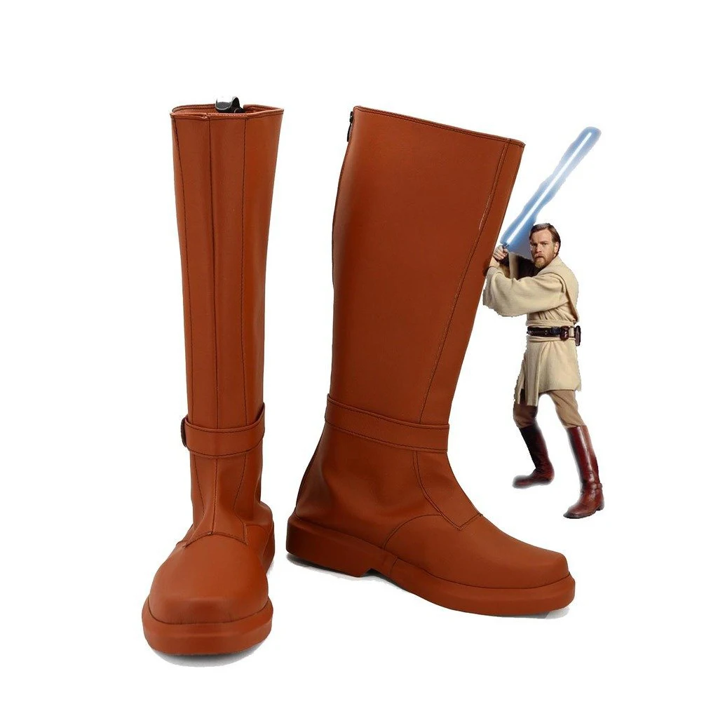 Star Wars Obi Wan Kenobi Cosplay Jedi Knight Schuhe Rot Stiefel Boots Cosplay 