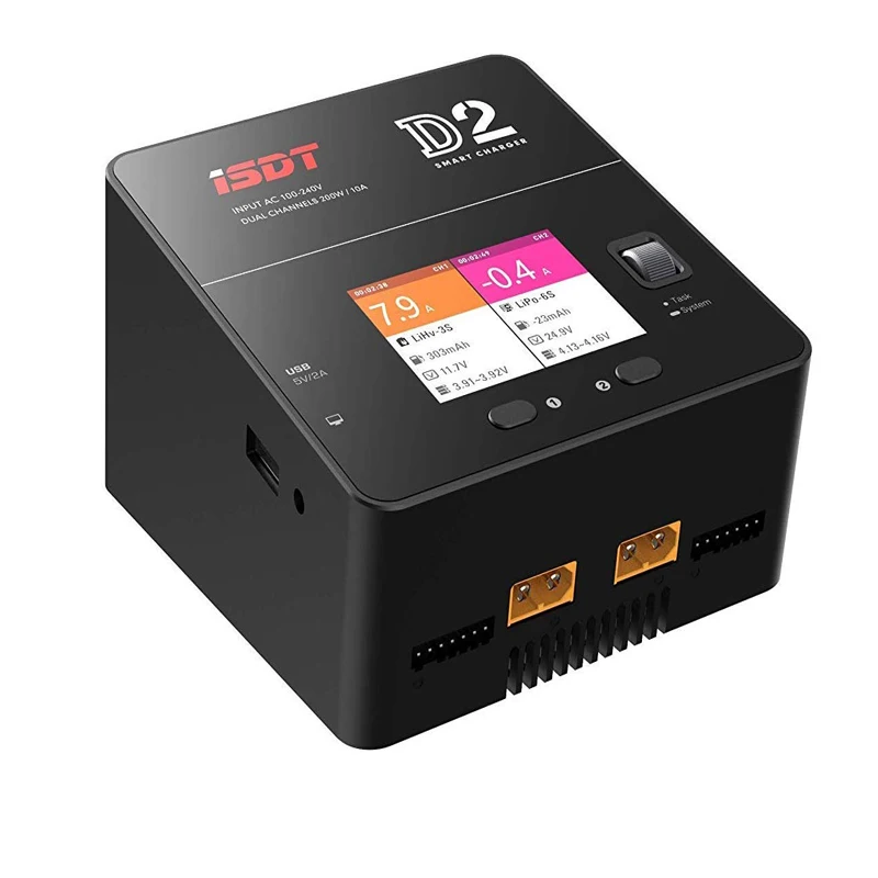 

ISDT D2 LiPo Battery Balance Charger Duo Discharger Dual 200W 12A2 AC Dual Channel Output 1-6S Li-ion Life NiCd NiMH LiHV PB Sma