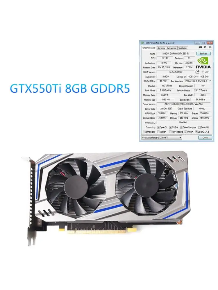 best video card for gaming pc 2022 NewProfessional for NVIDIA GTX 550 Ti Pci-e 2.0 Graphics Card with Dual Fan 8GB DDR5 192 Bit HDMI-Compatible for Player good video card for gaming pc