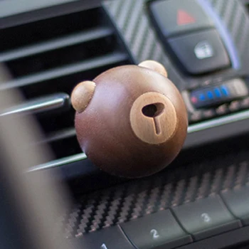 

1psc Walnut Cute Bear Ornaments Car Vents Perfume Clip Air Freshener Automobile Interior Fragrance Decoration