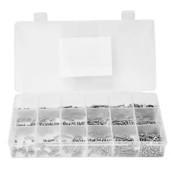 

840x M2.5 Cylindrical Pan Flat Head Washer Socket Hex Screws Assortment Tool Set