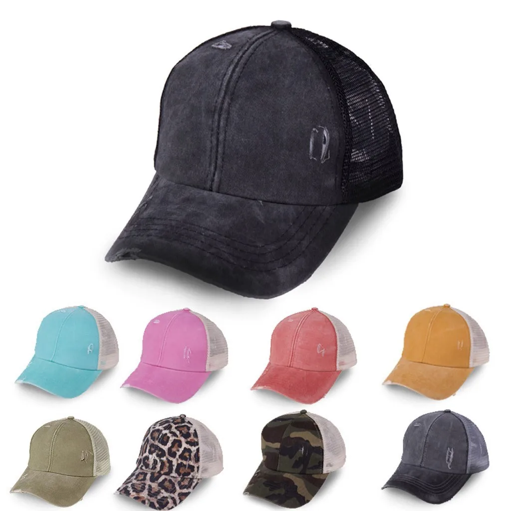 distressed ponytail baseball cap