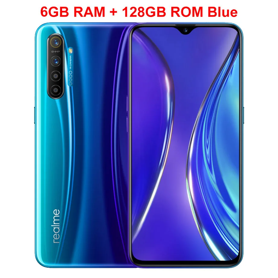 Original Realme X2 Mobile Phone 6.4 inch Super AMOLED Screen 6GB+64GB Snapdragon 730G Camera 64.0MP Four Shot NFC Smartphone - Цвет: Blue 6GB 128GB