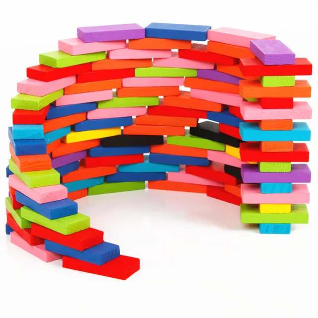 120pcs domino blocks color sorting toys rainbow building blocks dominoes blocks set  montessori wooden educational toys for kids 4
