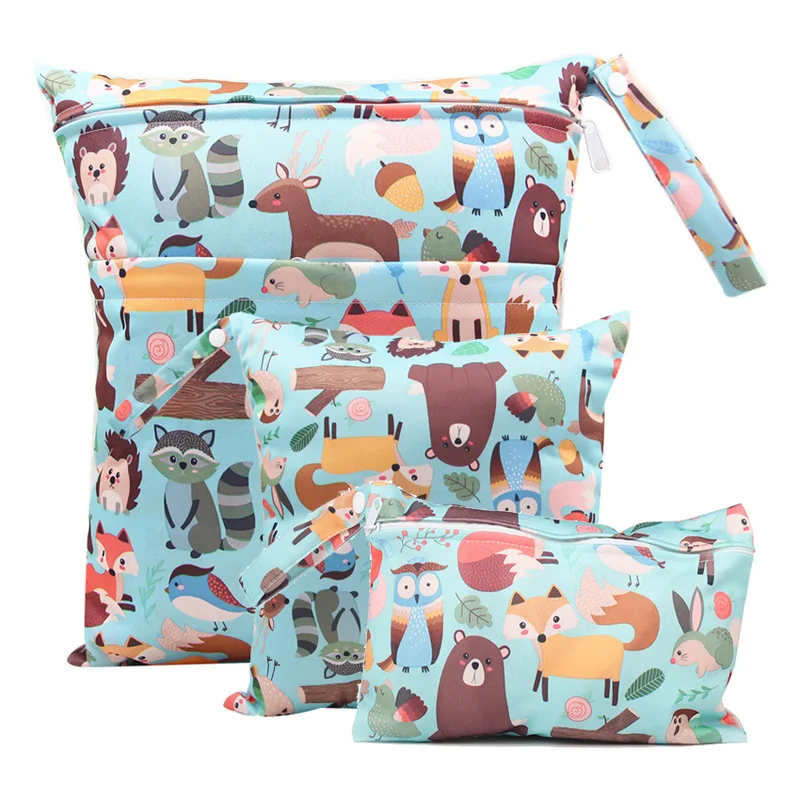 

Reusable Wet Bag Mini Wetbag For Cloth Diaper Nappy Nursing Menstrual Pad PUL Stroller Maternity Wet Diaper Bag Washable 3pc Set