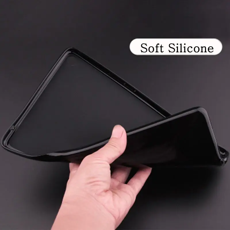 Чехол для планшета для samsung Galaxy Tab A 10,", кожа, смарт-чехол для сна, чехол с тройной подставкой, Твердый Чехол для SM-T510/T515 - Цвет: Silicone soft shell