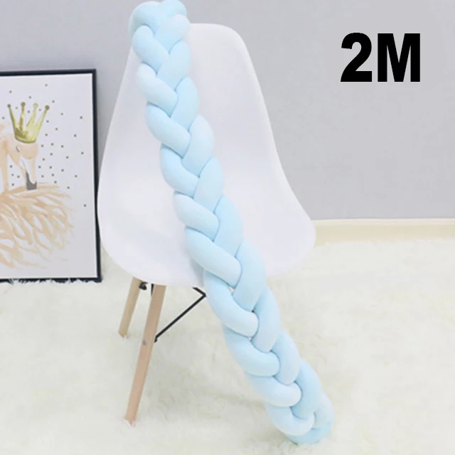 2M Blue 2 м Длина Детская кровать бампер 4 косы детская кровать Декор чистый плетение плюшевый узел кроватка бампер протектор Детская комната Декор - Цвет: 2M Blue