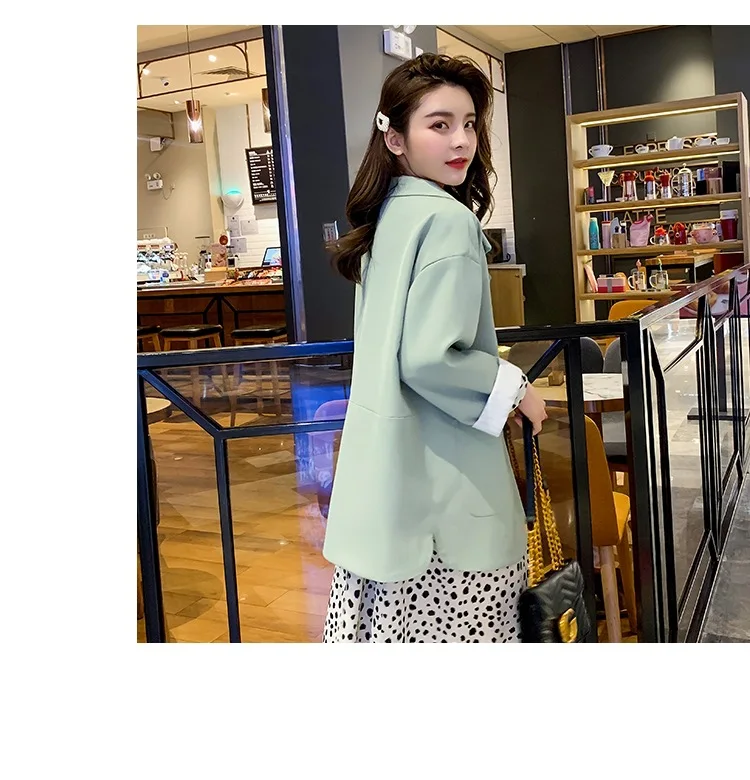 Photo Shoot Autumn Clothing New Style Sweet Pink One-Button Loose-Fit Arc Hem Able Ol Small Suit Coat Women's