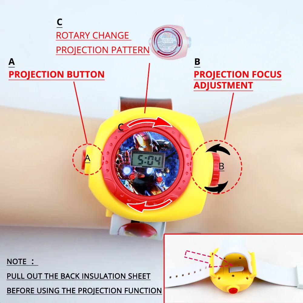 Princess Elsa Children Watches Girls Rubber Digital 3D Projection Mickey Watch Kids Clock Boys Wristwatches Gift Dropshipping 4