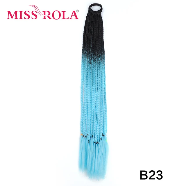 Synthetic Chignon Hair 60cm Hair Color Gradient Dirty Braided Ponytail Women Elastic Hair Rubber Band Hair Accessories Headband B23