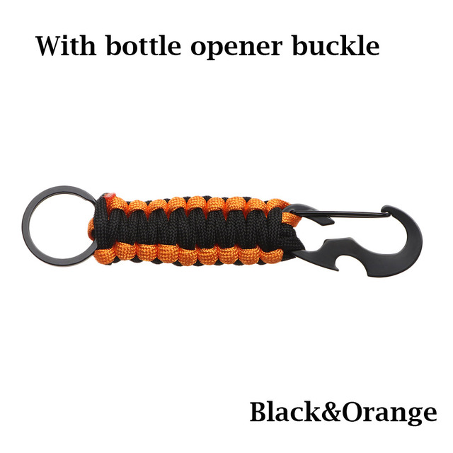 Rope Keychain Outdoor Camping Survival Kit Military Paracord Cord Rope Emergency Knot Bottle Opener Key Ring Carabiner Tool