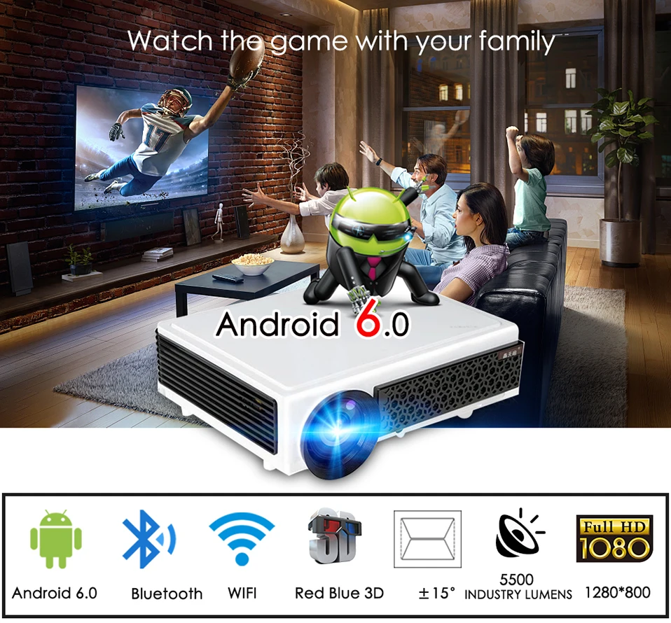 hd projector Poner Saund 96+ New LED Projector Android Full HD Pixel 1920 * 1080P Large Screen Home Theater Portable 3D Smart Video Player projector mobile