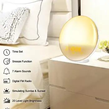 

Multi-Function LED Electronic Alarm Clock Simulated Sunrise And Sunset Nature Wake-Up Sleep Music Colorful Night Light
