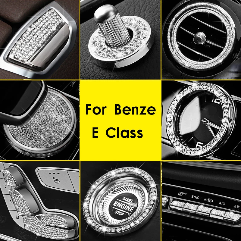 For Mercedes Benz E Class w213 Clock Ring Seat Adjust Button Cover Air Outlet Cover Trim Diamond Interior  Accessories