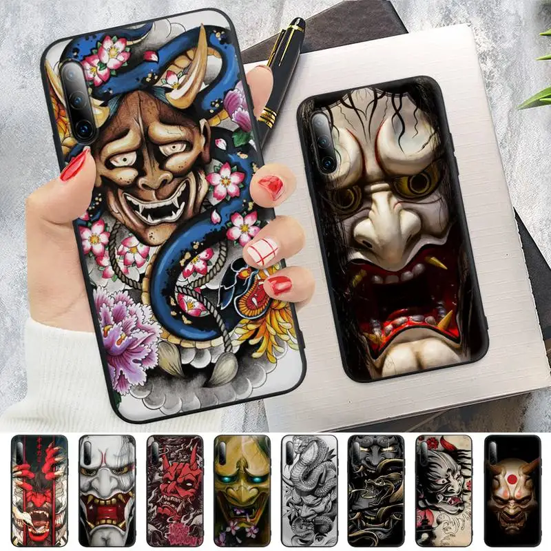 Японский они Hannya маска демона черный силиконовый Мобильный телефон чехол для Honor