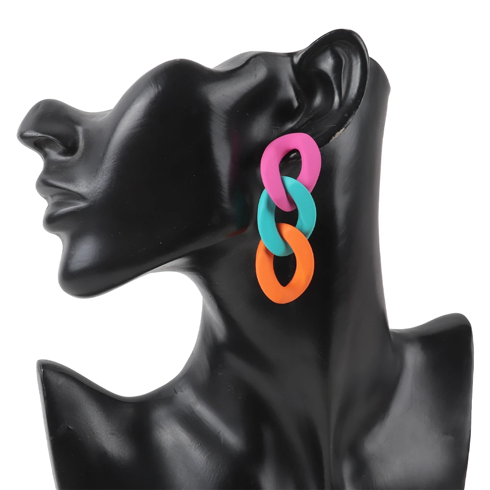 FishSheep Colorful Acrylic Chain Drop Earrings Women Bohemian Simple Design Link Long Earrings Fashion Party Jewelry dangle earrings drop earrings long earrings acrylic earrings