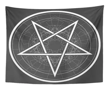 

Artwork Wall Hanging Satan Baphomet Star Reversed Pentagram Satanic Sign Gothic Style Symbol Circle Devil 60x80 Inches Tapestrie