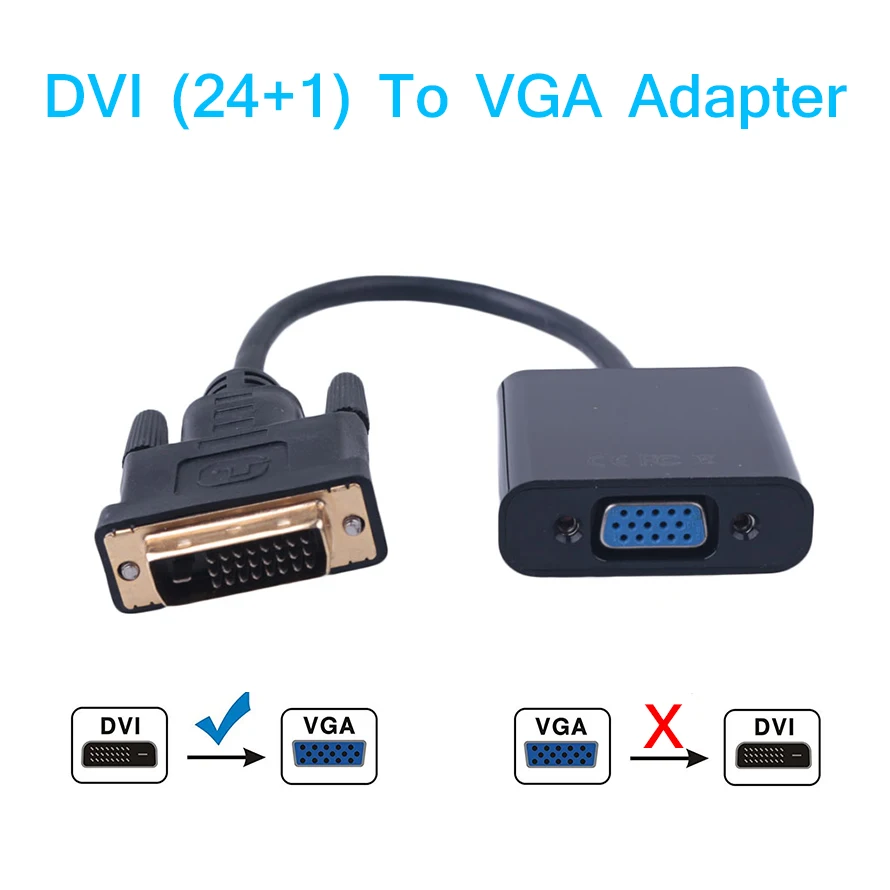 Переходник DVI/VGA Full HD 20 см 1080p видеоконвертер 25-контактный в 15-контактный для ПК |
