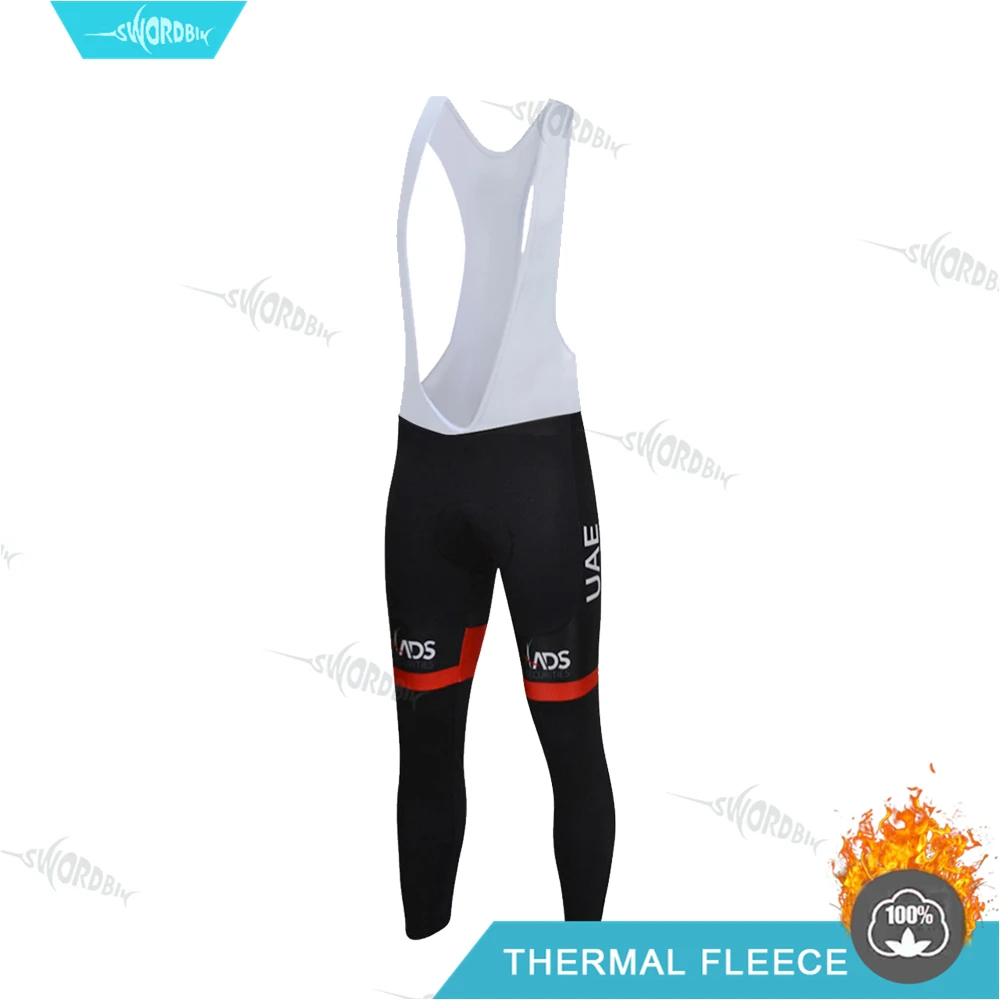 Комплект велосипедной одежды UAEing Pro Team с длинными рукавами для мужчин, зимняя одежда для велоспорта, Теплая Флисовая одежда, Ropa Ciclismo Hombre - Цвет: Bib Pants