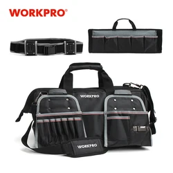 WORKPRO bolsas de herramientas de 18 pulgadas, bolsa de almacenamiento de boca ancha, 1680D, resistente al agua, de gran capacidad