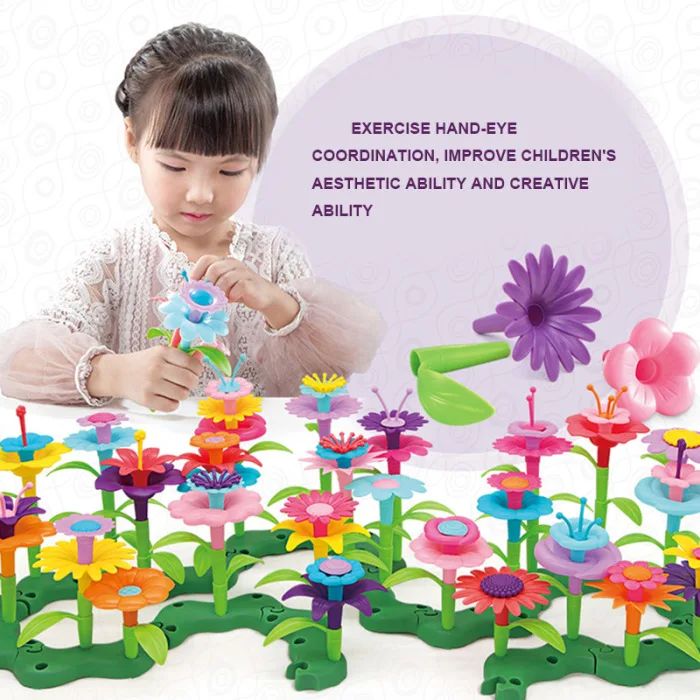 Цветы Сад строительные игрушки строительные наборы букетов для От 3 до 6 лет детей раннего обучения AN88