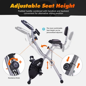 

Black Fitness Folding Cycling Exercise Bike Indoor Training X Bike for Home Cardio Workout with Flywheel and Arm Resistance Band