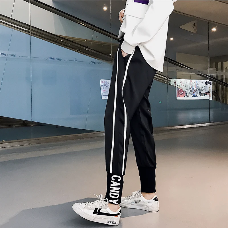 Женские брюки-карго с высокой талией, в полоску, свободные, Harajuku BF, по щиколотку, комбинезоны, брюки размера плюс, хип-хоп, женские спортивные штаны - Цвет: KeK 9315