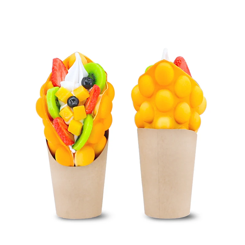 

New Simulation Ice Cream Egg Waffle Model Display Sample Fake Food Eggettes Puff Egg Bubble Waffle Model Dessert Deraction