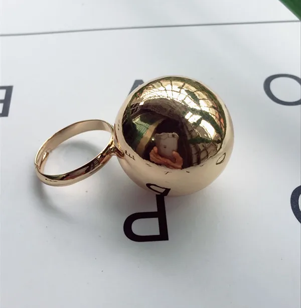 AOMU Новое большое металлическое кольцо с шариком, регулируемое отверстие, модное ювелирное изделие, индивидуальное кольцо для женщин, девушек, кольцо, ювелирный набор - Окраска металла: 1