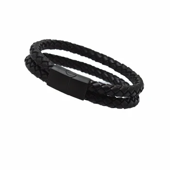 

2020 New Design Multi-layers Handmade Braided Genuine Leather Bracelet & Bangle For Men Stainless Steel Fashion Bangles Gifts