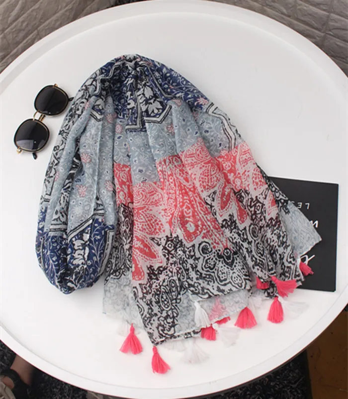 Женский Длинный шарф хиджаб с этническим принтом Осень зима|scarf muffler|cape styleprinted hijab