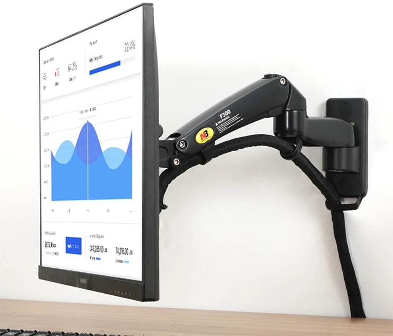 New NB F300 Gas Spring 24-35 inch LED TV Wall Mount Monitor Holder Ergonomic Arm Max. VESA 100*100mm Loading 3-12kgs | Электроника