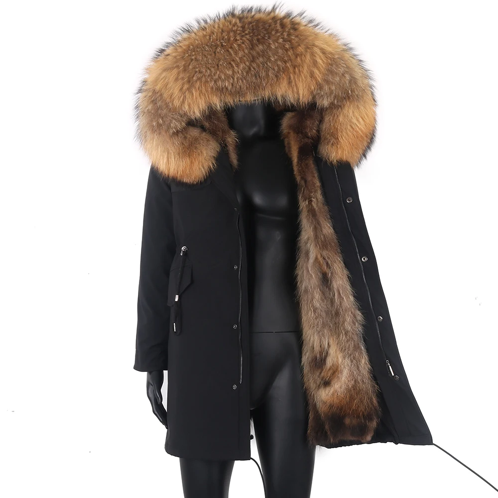 2021 Winter Waterproof Jackets Man Natural Raccoon Fur Collar Men Luxury Parka Real Coat Thick Warm Outerwear Streetwear |