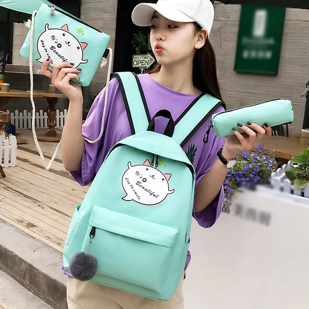 

3pcs/Set Backpacks Mochila Feminina Unisex Travel Nylon female Backpacks Teen Shoulder Bags Clutch Bags mochilas mujer 2019 Au12