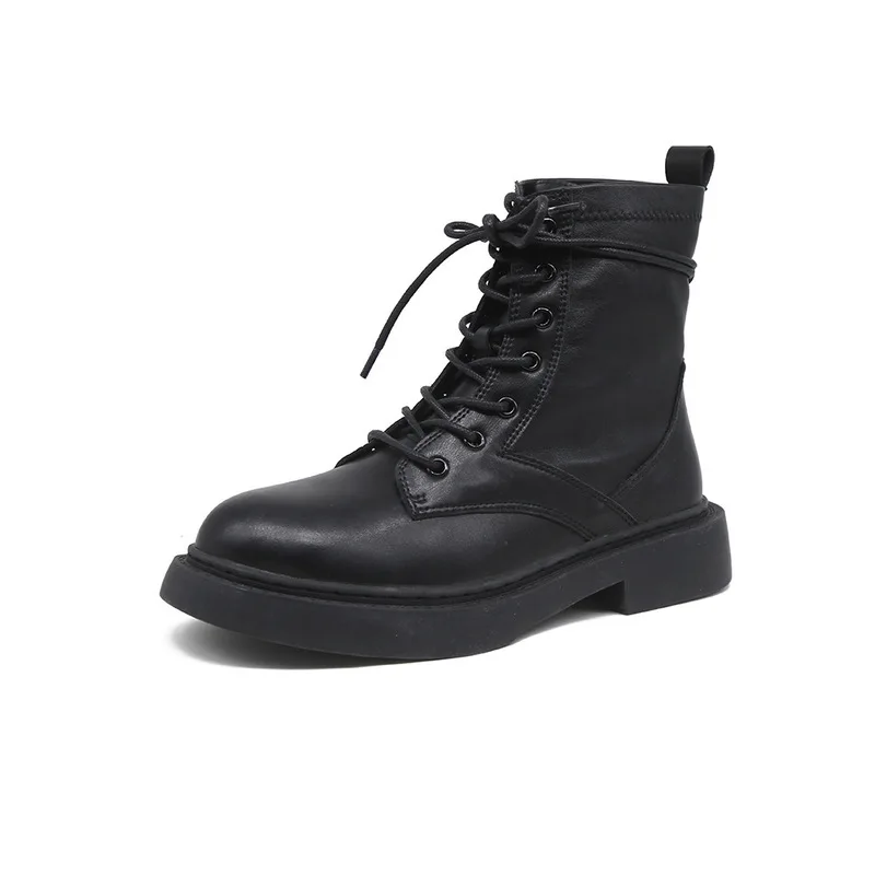 

Freeshipping 2019 winter tide British style retro locomotive short boots flat casual women shoes boots Basic Round Toe