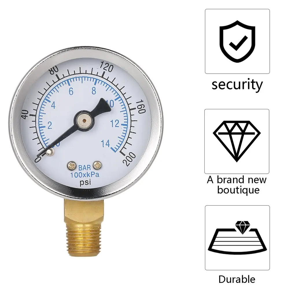 0200psi 014bar Mini Pressure Gauge Dial Air Compressor Meter